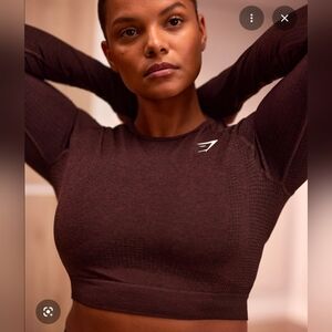 NWOT Gymshark Vital Crop Top Long Sleeve - Brown (M)